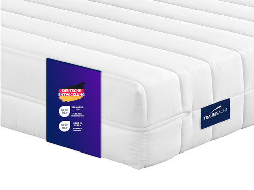 Traumnacht Easy Comfort 2 in 1 Duo orthopädische Matratze H2/H3 140x200. Rechteckige, weiße Wendematratze für orthopädischen Liegekomfort.