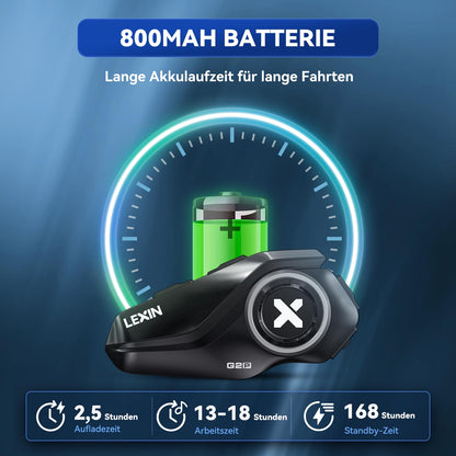 LEXIN G2P Motorrad Bluetooth Headset für 2 bis 6 Personen, Doppelpack