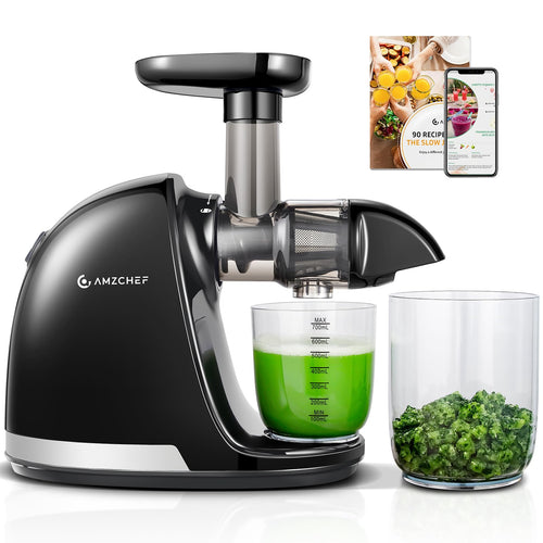 AMZCHEF Slow Juicer Saftpresse für Gemüse Obst - Mattschwarz. Vertikale, mattschwarze Saftpresse entsaftet schonend Gemüse und Obst.