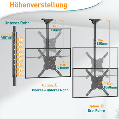 ELIVED TV Deckenhalterung EV3015 für 26-65 Zoll Fernseher bis 45 kg