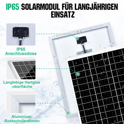 ECO-WORTHY Solarpanel Kit 25W 12V monokristallin mit 10A Laderegler