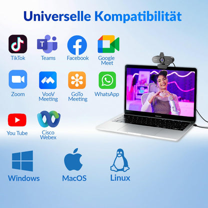 NEWORK EasyCam 502 Webcam 4K mit Dual-Autofokus und USB-A