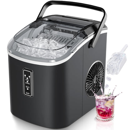 EUHOMY Eiswürfelmaschine klein, 12 kg/Tag, selbstreinigend, schwarz, Tischgerät mit Tragegriff