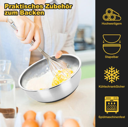 Bastwe Edelstahl Schüssel Set, 7-teilig, mit Deckel und Reibeaufsätzen