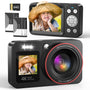 Caytail Digitalkamera 4K 64MP Kompaktkamera mit 18x Zoom, Schwarz mit Front- und Rückdisplay für Foto- und Videoaufnahmen
