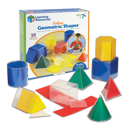 Learning Resources Faltbare geometrische Formen, 16-teiliges Lernspiel aus faltbaren 2D-Netzen und transparenten Körpern