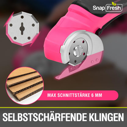 SnapFresh Elektrische Kartonschere 4V Akku-Rollschneider rosa