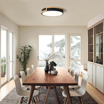 Vikaey LED Deckenleuchte Schwarz 40cm Holz 36W 4000K