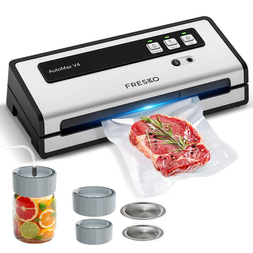 FRESKO Automax V4 Vakuumiergerät, rechteckig, schwarz. Vakuumiert Lebensmittel automatisch per doppelter Heisssiegelung für längere Frische.
