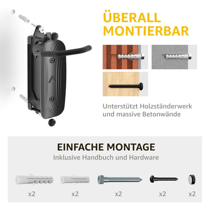 monTEK Fahrrad-Wandhalterung schwenkbar, Wandfahrradständer bis 30 kg