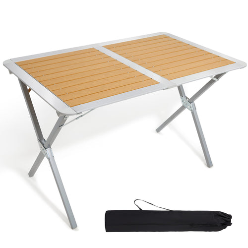 TIMBER RIDGE Campingtisch Faltbar 110x70cm – Holzoptik. Rechteckiger Tisch, bietet stabile Ablagefläche für den Outdoor-Einsatz.