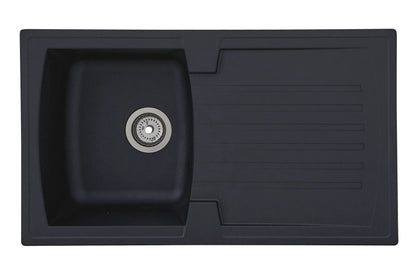 Respekta Boston Mineralitespüle – schwarz, 1 Becken, 86x50 cm. Rechteckige, schwarze Mineralitespüle zum Abwaschen und Spülen in der Küche.