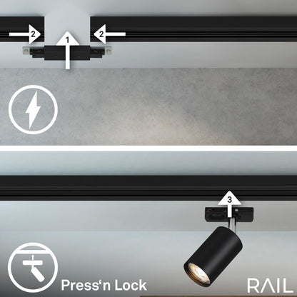 BRILONER Schienensystem Rail Starterset – 4 Spots 1.5m Schwarz