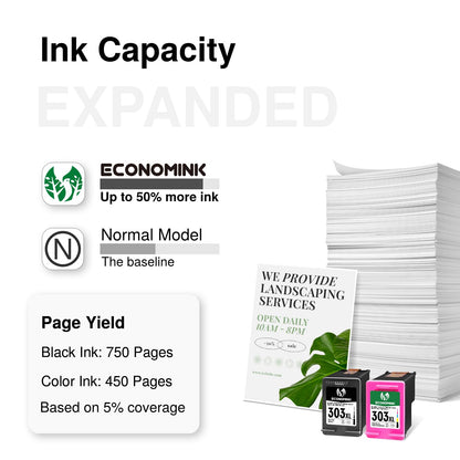 Economink 303 XL Druckerpatronen Multipack Schwarz + Farbe für HP 303