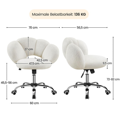 Yaheetech Bürostuhl Schreibtischstuhl Wolkenform ergonomisch weiss