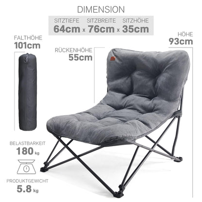 EVER ADVANCED Campingstuhl XXL faltbar gepolstert bis 180 kg