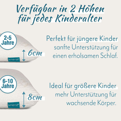 KNERST Kinderkopfkissen ergonomisch mit Memory-Schaum 40x60x6 cm