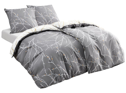 BEDSURE Bettwäsche Set Baumwolle 4teilig, Grau, 135x200 cm