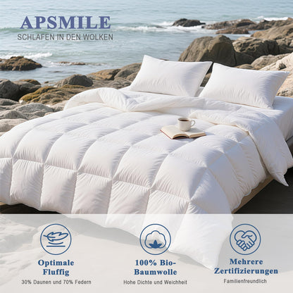 APSMILE Daunendecke 135x200 - Ganzjahres Medium Weiss