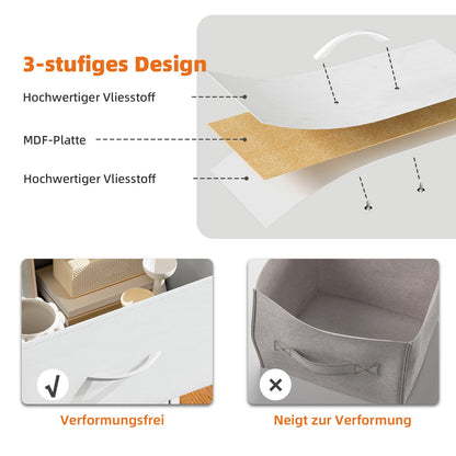 Somdot Kommode FD107 mit 8 Stoffschubladen, Schubladenschrank weiss