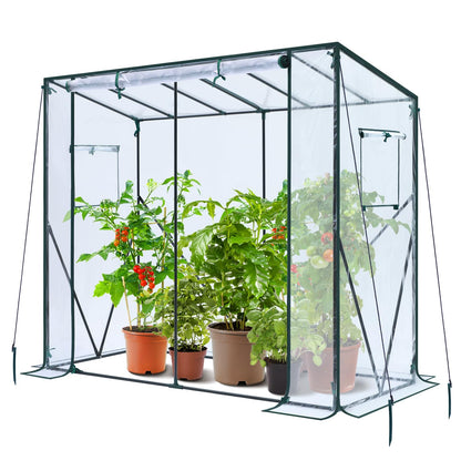 Ohuhu Tomatengewächshaus Begehbar 200x77x170 cm. Grünes PE-Gewächshaus mit Stahlrohrrahmen und Reißverschluss. Schützt Tomaten.