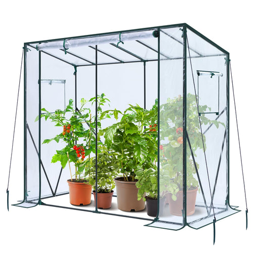 Ohuhu Tomatengewächshaus Begehbar 200x77x170 cm. Grünes PE-Gewächshaus mit Stahlrohrrahmen und Reißverschluss. Schützt Tomaten.
