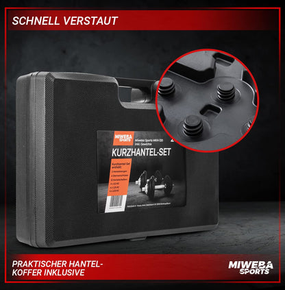 Miweba Sports MKH120 Hantelset 20 kg Kurzhanteln mit Koffer