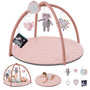 Blissful Diary Spielbogen Baby mit Spieldecke und 6 Spielzeugen, Rosa, mit hängenden Babyspielzeugen