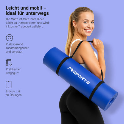 MSPORTS Gymnastikmatte Premium NBR 190 x 100 x 1,5 cm Königsblau