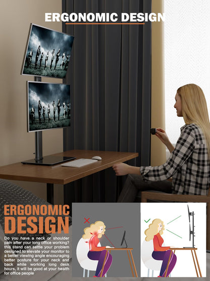 Hemudu Dual Monitorständer vertikal für 2 Monitore 13-34 Zoll schwarz