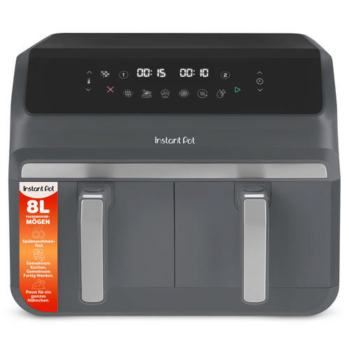 Instant Pot Vortex Dual Heissluftfritteuse 8 l Trüffelgrau, zwei 4-l-Körbe