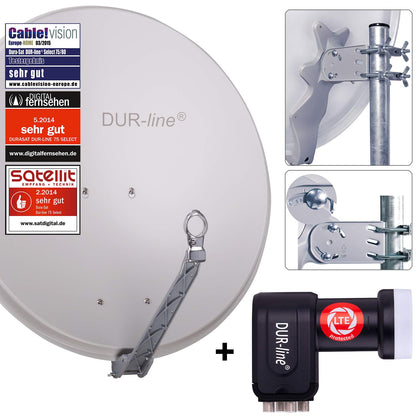 DUR-line Select 75/80cm Sat-Anlage – Hellgrau 4 Teilnehmer Set