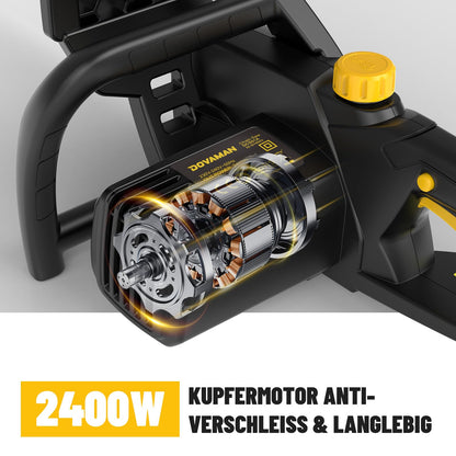 DOVAMAN DCS01A Elektro-Kettensäge 2400 W, 40 cm Oregon Schwert