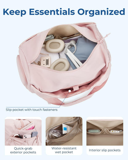 BAGSMART Sporttasche Damen mit Schuhfach und Nassfach, Kamel