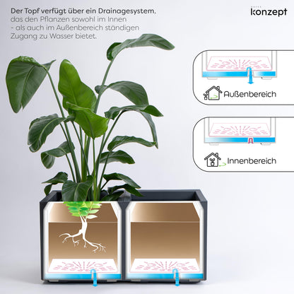 KONZEPT Pflanzkübel rechteckig 80x40x40 cm mit Rollen, anthrazit