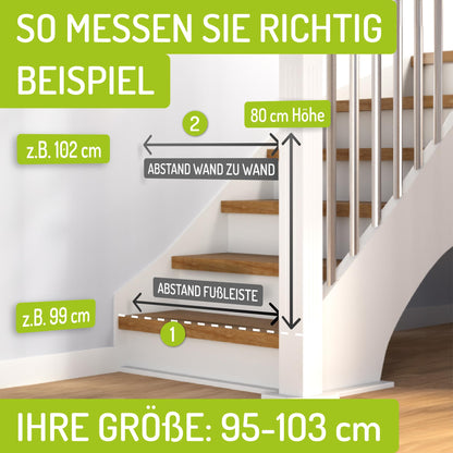 BOMI Miko Treppenschutzgitter Holz – Klemmgitter 79-87 cm
