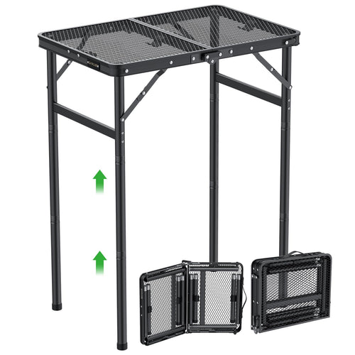 GARLLEN Grilltisch klappbar, Campingtisch 60 x 40 cm, höhenverstellbar, Aluminiumgestell, Mesh-Tischplatte