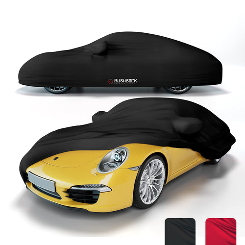 BUSHBOCK® Premium Satin Autoabdeckung Indoor - Schwarz, M: Schwarze Autoabdeckung aus Satin für Indoor-Staub- & UV-Schutz.