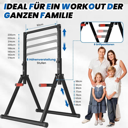 DOBESTS Faltbar Power Tower 011 Dip Station Klimmzug - Schwarz
