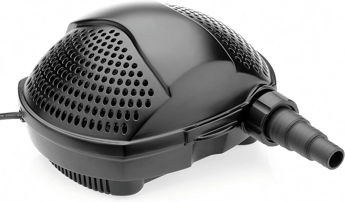 Pontec PondoMax Eco 8000 Teich Filter- & Bachlaufpumpe: Kompakte, schwarze Pumpe fördert Teichwasser für Filter/Bachlauf.