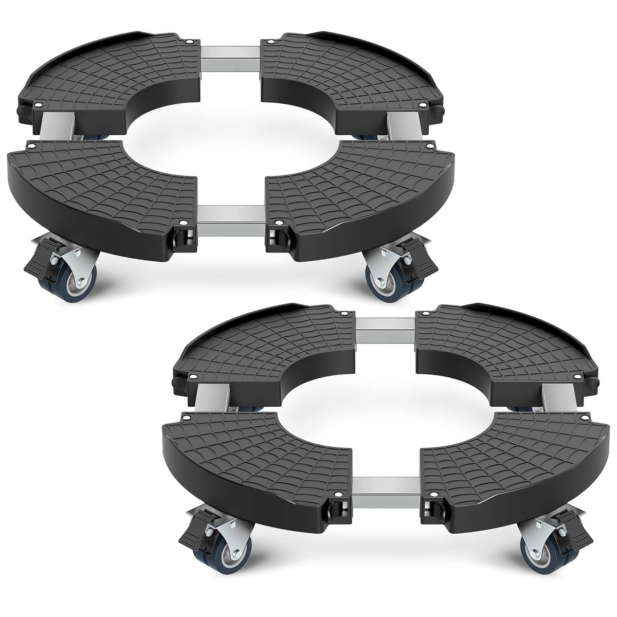Yeabett Pflanzenroller verstellbar 38-56 cm, 200 kg, 2er-Set in Schwarz mit feststellbaren Universalrollen