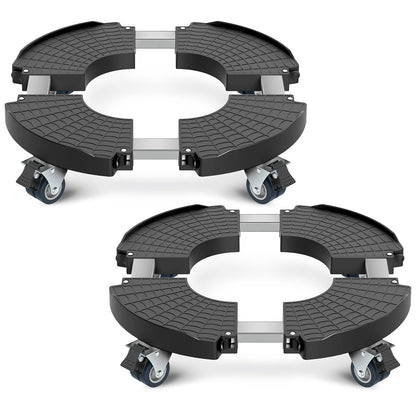 Yeabett Pflanzenroller verstellbar 38-56 cm, 200 kg, 2er-Set in Schwarz mit feststellbaren Universalrollen