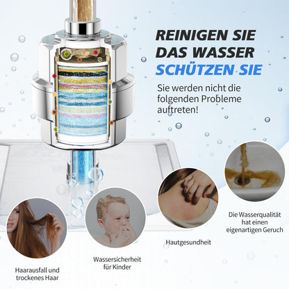 SR SUN RISE Duschfilter 20-Stufen mit 3 Filterpatronen, Chrom