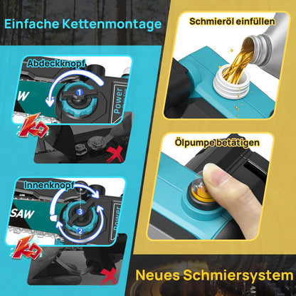 VIWKO Mini Kettensäge FT5 mit 2 Akkus, 6 Zoll, bürstenlos
