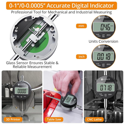 Neoteck Digitale Messuhr Set 0-25.4mm Magnetfuss Zentralklemmung