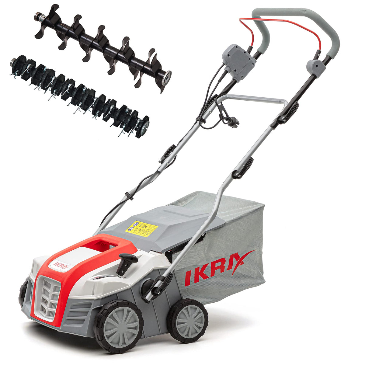 IKRA IEVL 2000 - Elektro Vertikutierer Rasenlüfter 2000W, grünes Gerät zur Rasenfilzentfernung und Belüftung.
