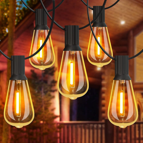 GLUROO LED Glühbirnen Lichterkette Aussen 36.6M – ST38 Warmweiss. Lange Lichterkette mit ST38-LED-Birnen in Warmweiss für stimmungsvolle Aussenbeleuchtung.