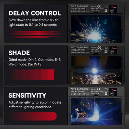 ARCCAPTAIN Automatik-Schweisshelm mit LED-Licht, Solar und True Color