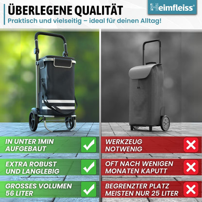 Heimfleiss Einkaufstrolley klappbar mit Kühlfach, 56 Liter