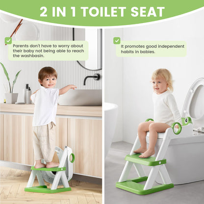 COOSEYA Toilettentrainer mit Treppe, 2-in-1 Toilettensitz für Kinder